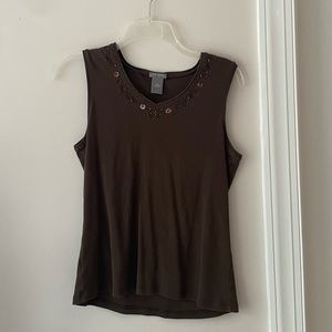 vintage brown beaded top